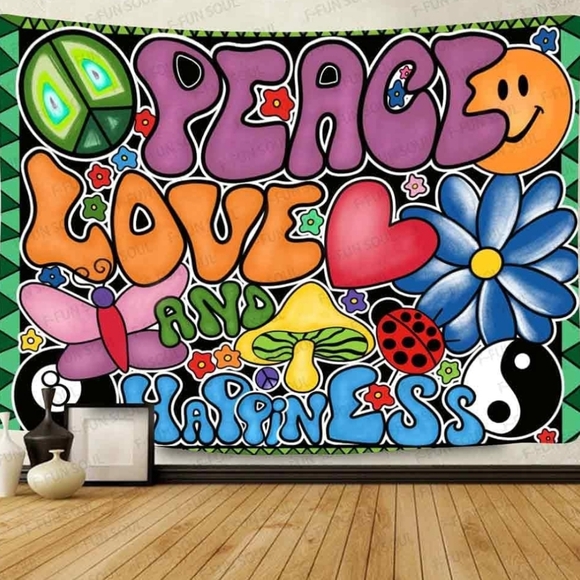 Other - NEW! Groovy Peace and Love Wall Tapestry
